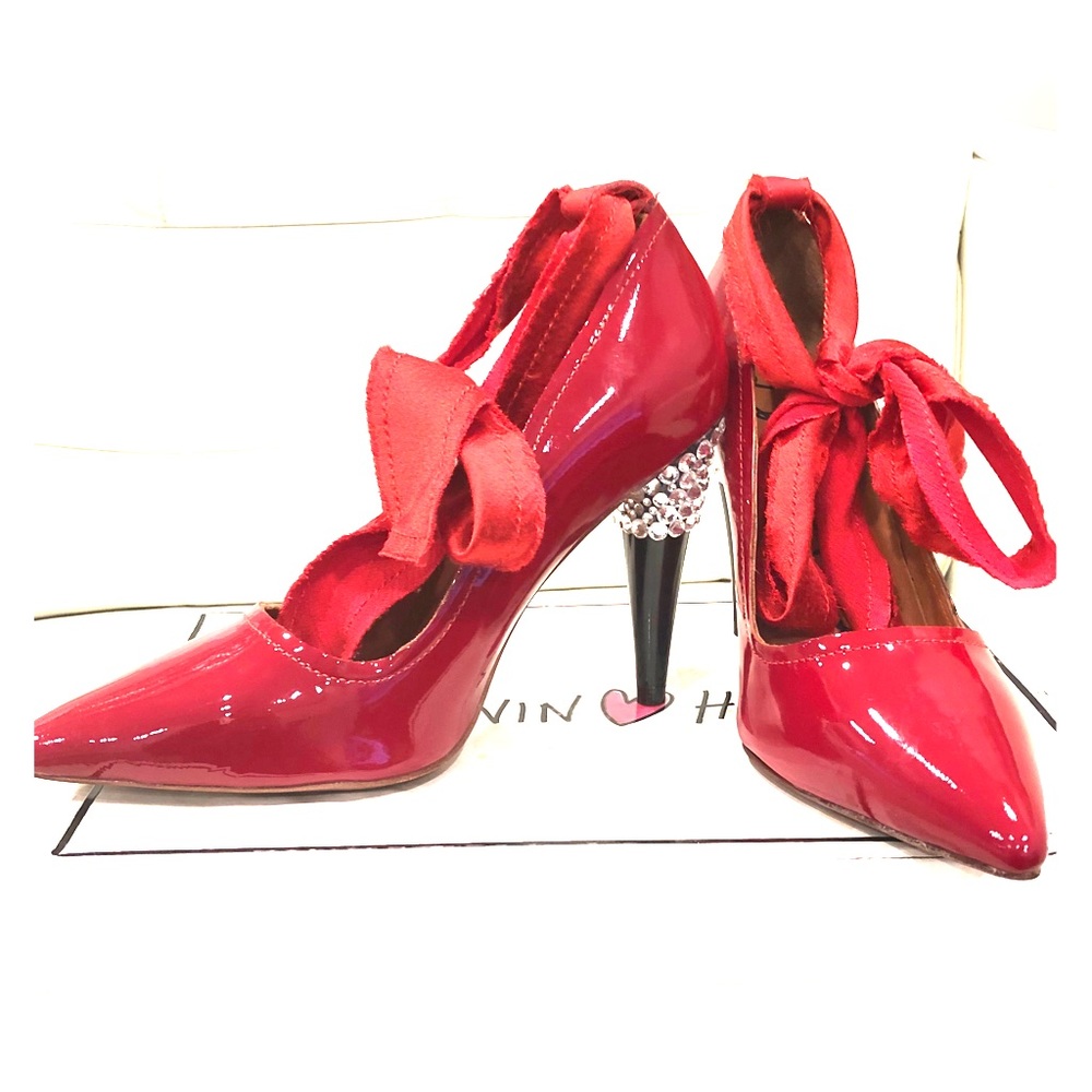 Lanvin for H&M patent red rhinestone heels